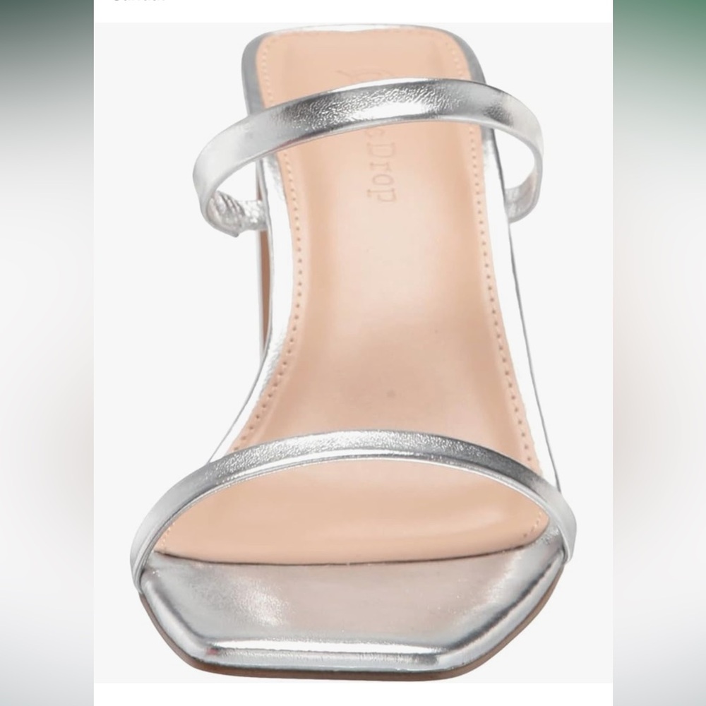 Silver Avery Square Toe Two Strap High Heeled Sandal - Picture 8 of 10